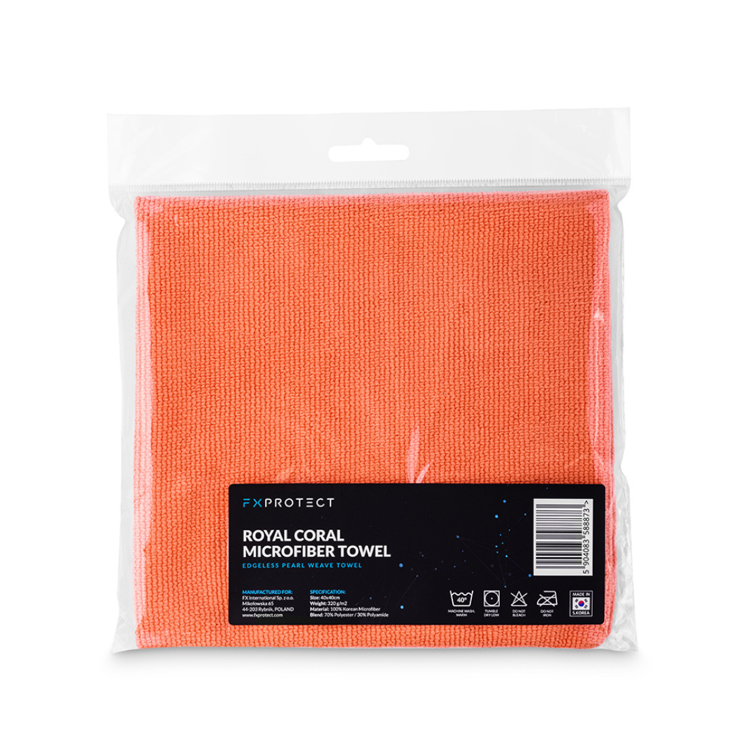 FX Protect Royal Coral ručnik od mikrofibre ima gusta manja vlakna te je namijenjen za brisanje zaštita na vozilima.