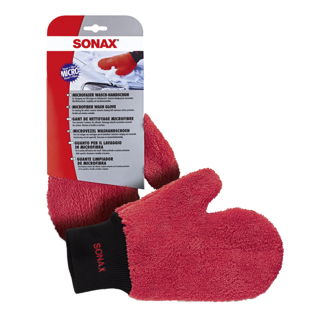 Sonax Microfiber Wash Mitt rukavica od mikrofibre je crvena rukavica za pranje vozila.