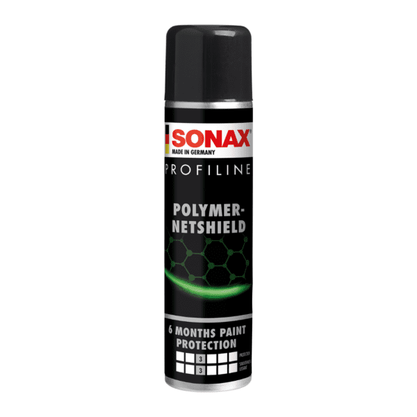 Sonax Polymer NetShield sealant je tekućina u crnoj metalnoj boci pod pritiskom.