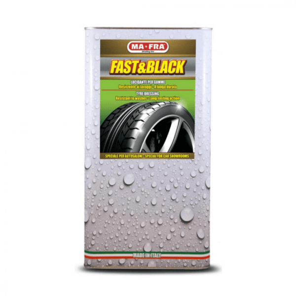 Mafra Fast & Black 4.5L premaz za gume je tekućina u bijelom plastičnom kanistru i služi za održavanje guma vozila.