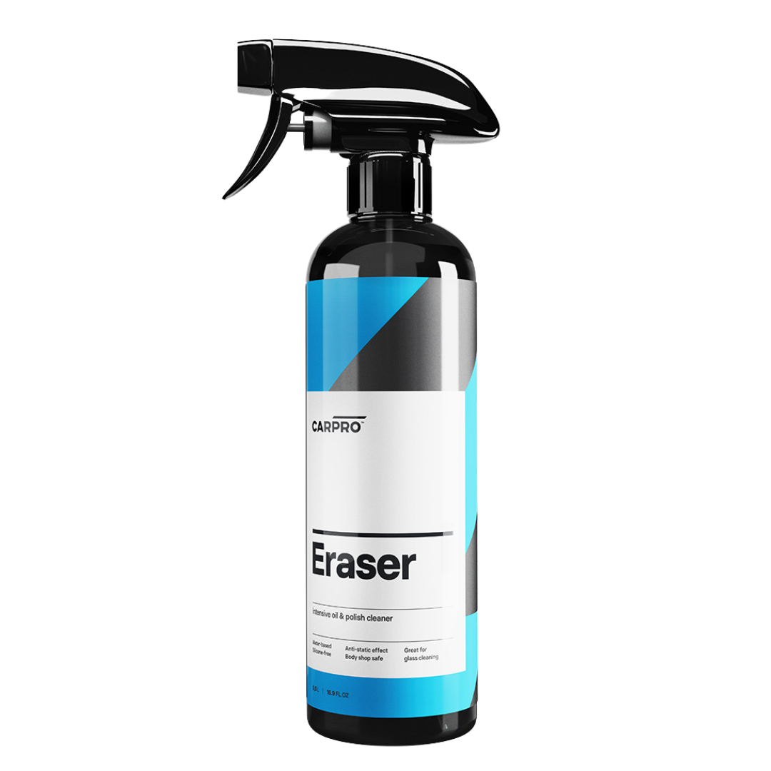 CarPro Eraser odmašćivač je tekućina koja se nalazi u plastičnoj boci štrcaljci i služi za uklanjanje ulja od paste za poliranje tijekom i nakon poliranja.