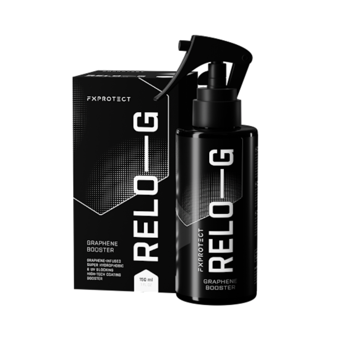 FX Protect Relo-G Graphene Booster 150ml zaštitni premaz je tekućina u crnoj plastičnoj boci sa crnim sprej nastavkom i služi za zaštitu eksterijera vozila.