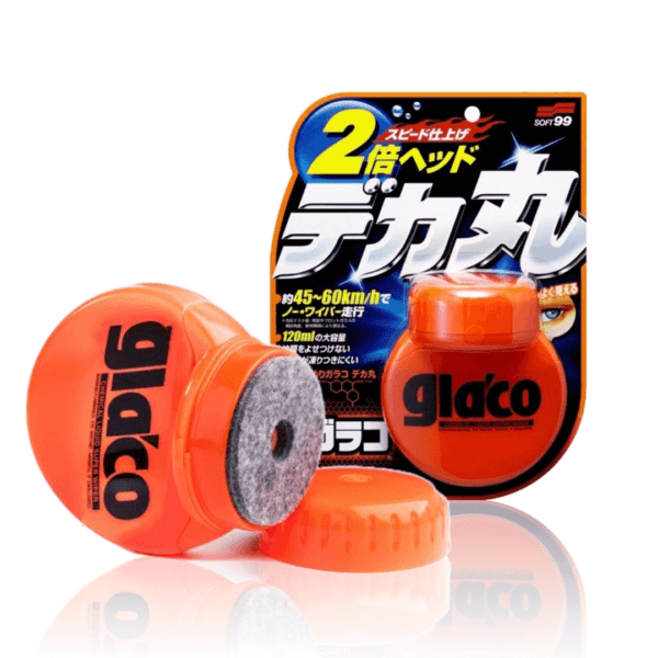 Soft99 Glaco RollOn Large premaz za staklo je premaz u narančastoj kutijici od plastike i služi kao hidrofobna zaštita stakla.