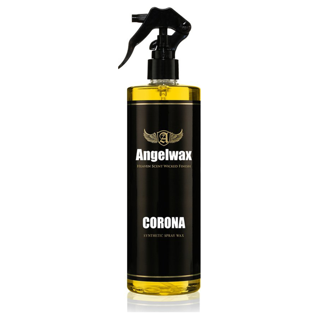 Angelwax Corona 500ml vosak u spreju je tekućina zlatne boje koja dolazi u bezbojnoj prozirnoj plastičnoj boci i služi za zaštitu površina vozila.