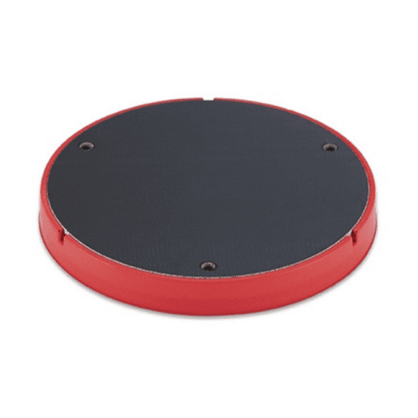 Flex Backing Plate DA 125mm podložna ploča je disk okruglog oblika s crvenim plastičnim rubom i crnom gumiranom sredinom i služi kao nastavak za mašinu za poliranje.