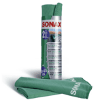 Sonax Microfiber Glass Cloths ručnik od mikrofibre je ručnik od pletene zelene mikrofibre.