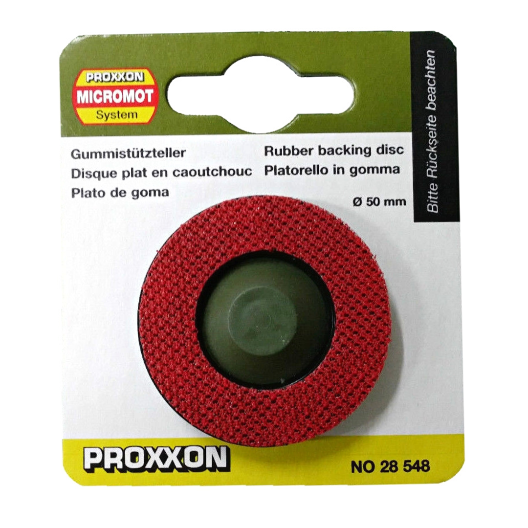 Proxxon Rubber Backing Disc 50mm gumena podloška namijenjena je za korištenje sa spužvom za poliranje, diskom za poliranje, diskom od filca, brusnim diskovima i brusnim flisom uz Proxxon WP/E mašinu. 