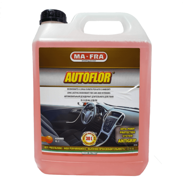 Mafra Autoflor miris za interijere je žuta tekućina u prozirnom plastičnom kanistru i služi kao osvježivač za interijer vozila.
