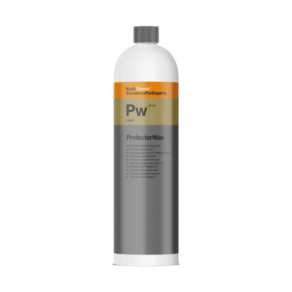 Koch Chemie Pw ProtectorWax 1L vosak je tekućina u bijeloj plastičnoj boci koja služi za zaštitu površina vozila.