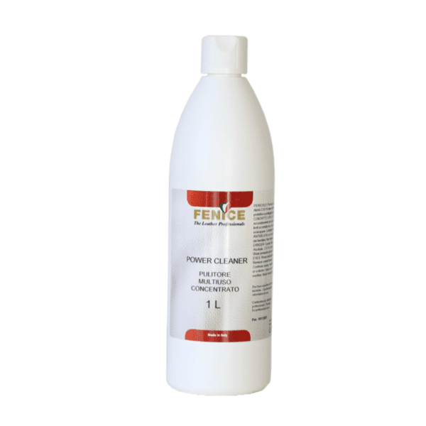 Fenice Power Cleaner sredstvo za kožu je tekućina u bijeloj plastičnoj boci koja djeluje kao snažno sredstvo za čišćenje kože.