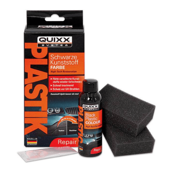 Quixx Black Plastic Colour crna boja za plastike daje plastičnim dijelovima svjež novi izgled. Popravite izgled izblijedjelim, sivim, mat i oštećenim površinama u nekoliko jednostavnih koraka.
