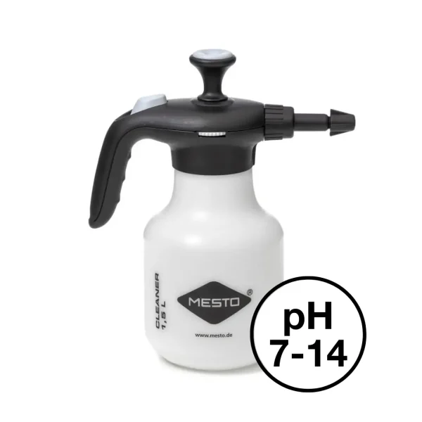 Mesto Pressure Sprayer 1.5L tlačna prskalica za alkalne otopine savršen je pomoćnik za profesionalne korisnike. Nudi niz funkcionalnosti, poput posebno obložene opruge u glavi pumpe i zaštitne kapice pumpe za poboljšanje kemijske otpornosti.