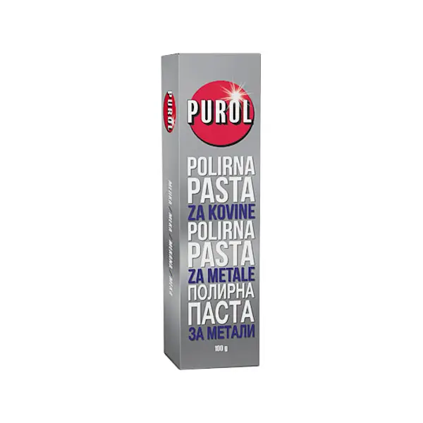 Purol pasta za poliranje metala 100g je pasta za poliranje koja tolazi u metalnoj tubi s prepoznatljivim Purlo logom.