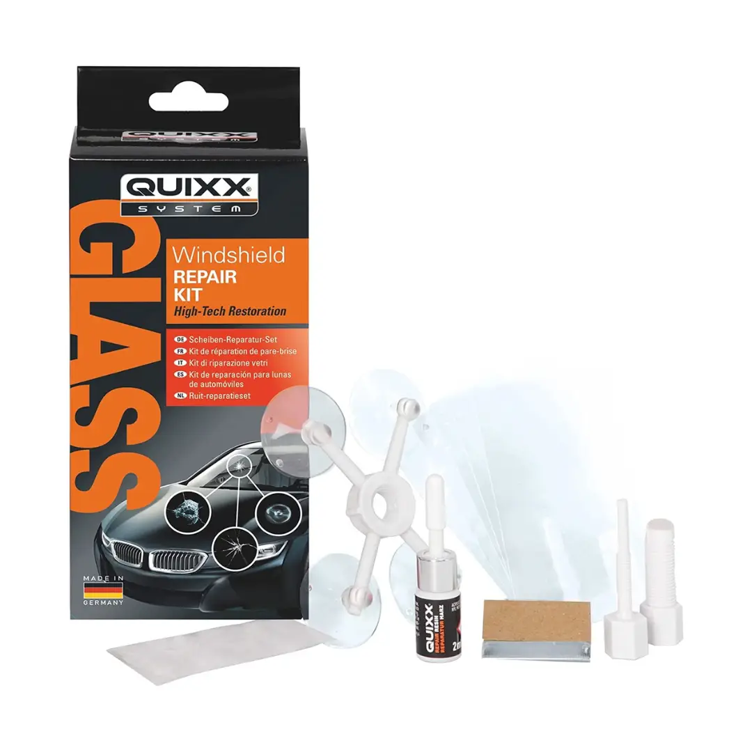 Quixx Windshield Repair Kit set za popravak vjetrobrana je pouzdana i isplativa alternativa trošku zamjene vjetrobranskog stakla. Komplet uključuje sve posebne alate i vrlo učinkovitu, prozirnu smolu koja vam omogućuje da poput profesionalca popravite oštećenja na automobilskom staklu.