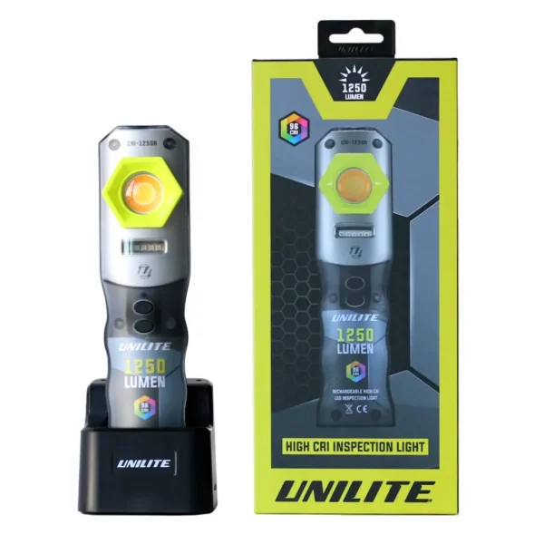 Unilite CRI-1250R prijenosna LED lampa je punjiva i služi za vjerodostojnu inspekciju površina vozila.