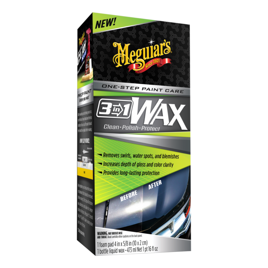 Meguiar's 3-in-1 Wax 473ml tekući vosak je vosak jednostavan za korištenje koji uklanja nedostatke, pojačava sjaj i pruža dugotrajnu zaštitu, a lako se nanosi i uklanja bez žrtvovanja nevjerojatnih rezultata na automobilu.