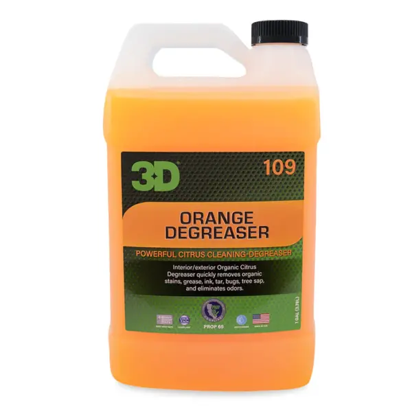 3D Orange Degreaser APC i odmašćivač koristi ulje limonene koje spada u skupinu kemijskih spojeva poznatih kao terpeni. Ovi spojevi se ekstrahiraju iz kore naranče, limete, grejpa i drugog citrusnog voća. Nakon ekstrakcije, Limonen terpenska ulja često se nazivaju d-limonen, što je njegov kemijski oblik nakon obrade. Ova prirodna ulja izvrsna su u otapanju i emulgiranju prljavština koje nisu topljive u vodi, kao što su masni filmovi, prometni film, masnoća, prljavština i mulj, kao i drugih poput insekata, smole drveća i katran s cesta.