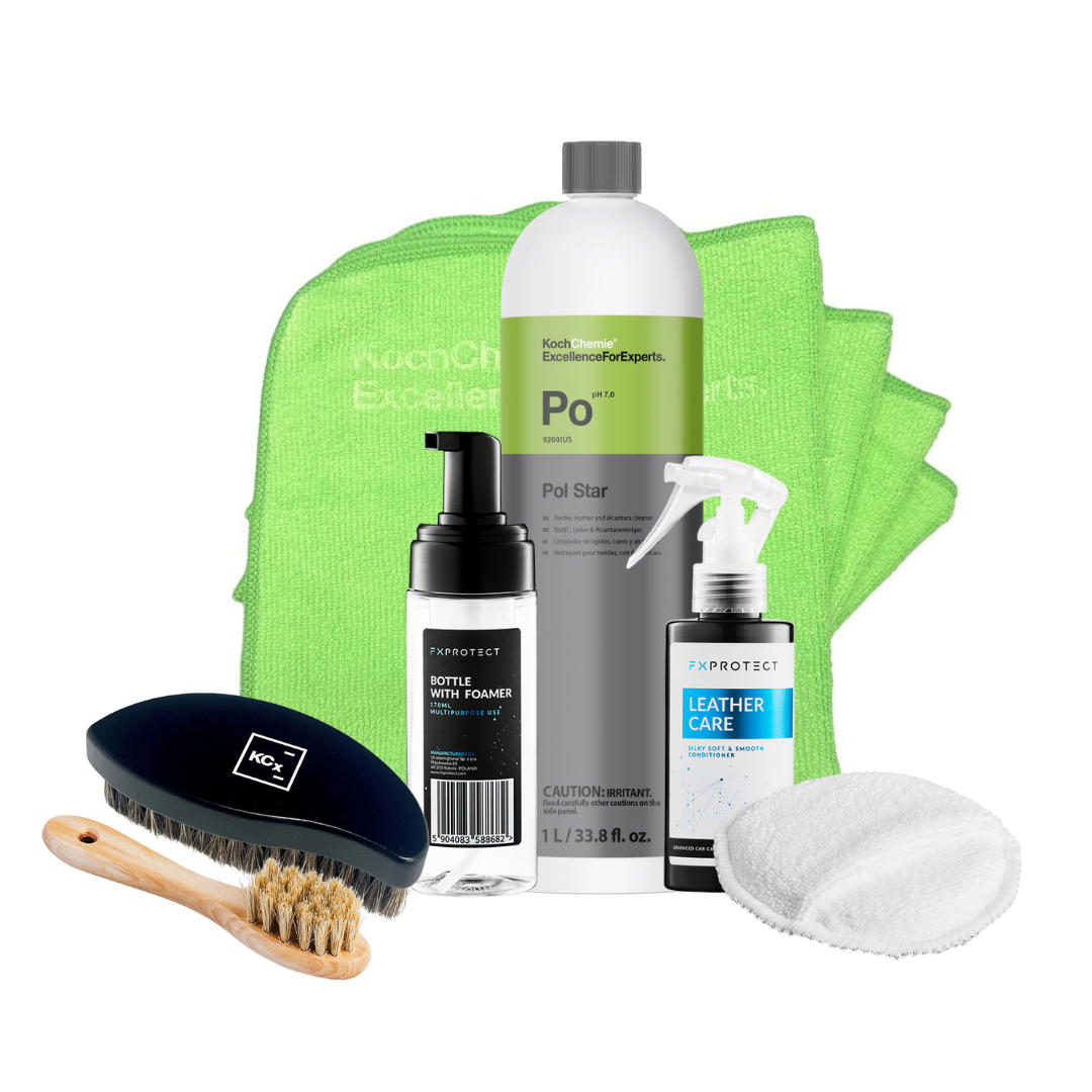 Set za čišćenje i njegu kože i alkantare sadrži sve potrebno za kvalitetno čišćenje, njegu i održavanje svih površina od kože ili alkantare.