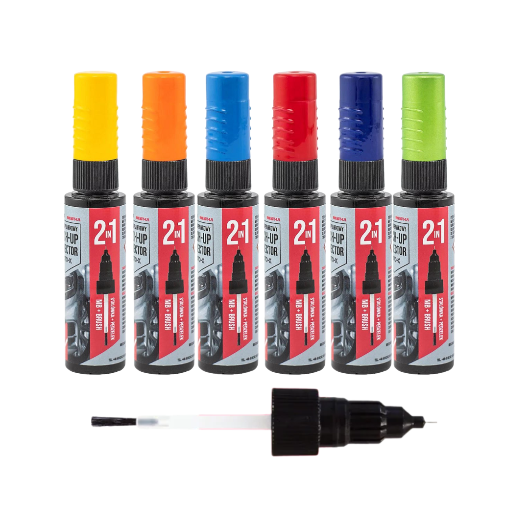 PHD Paint Touch Up Pen boja za popravke - ŠARENE BOJE nudi jednostavno, brzo i jeftino rješenje za trenutačnu korekciju boje vozila. Svaki PHD Touch Up Pen ima dva nastavka kako bi omogućila što lakši i brži popravak; jedna strana s kistom i jedna strana s perom, a dostupan je u izuzetno širokom izboru boja.