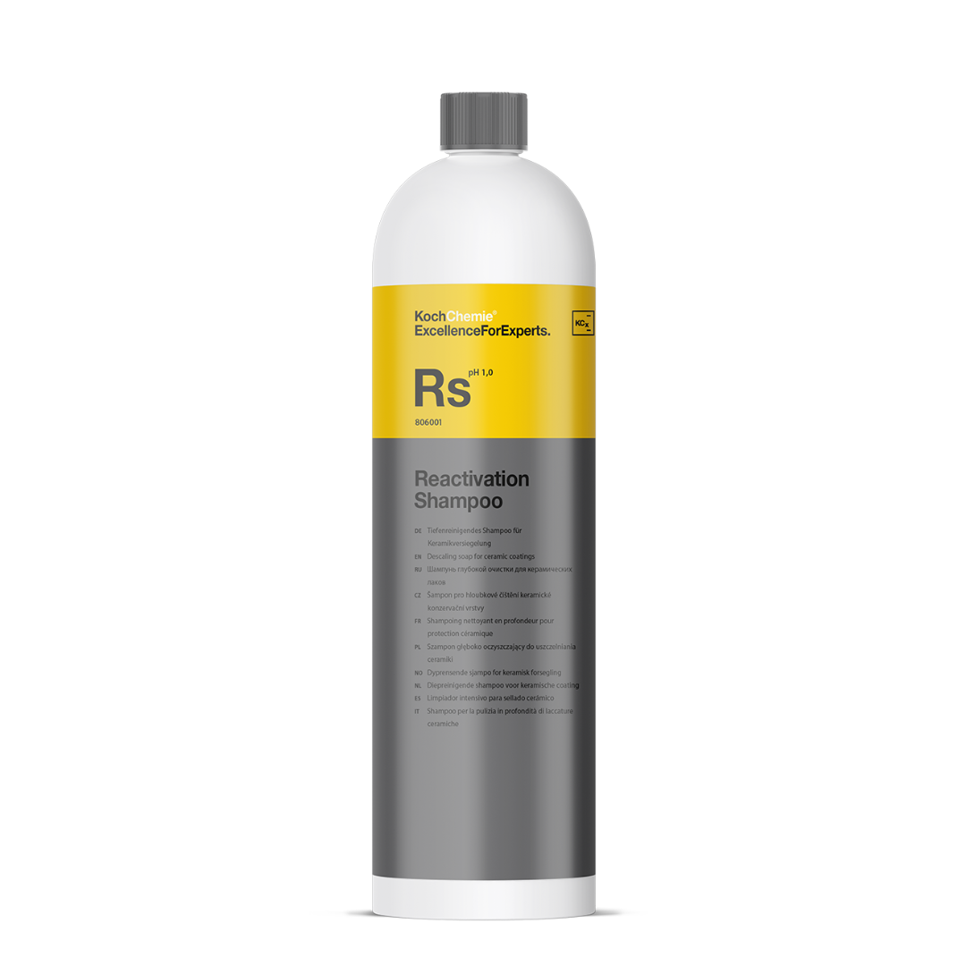 Koch Chemie Rs Reactivation Shampoo 1L kiseli šampon je poseban šampon za uklanjanje naslaga kamenca na keramičkim premazima.