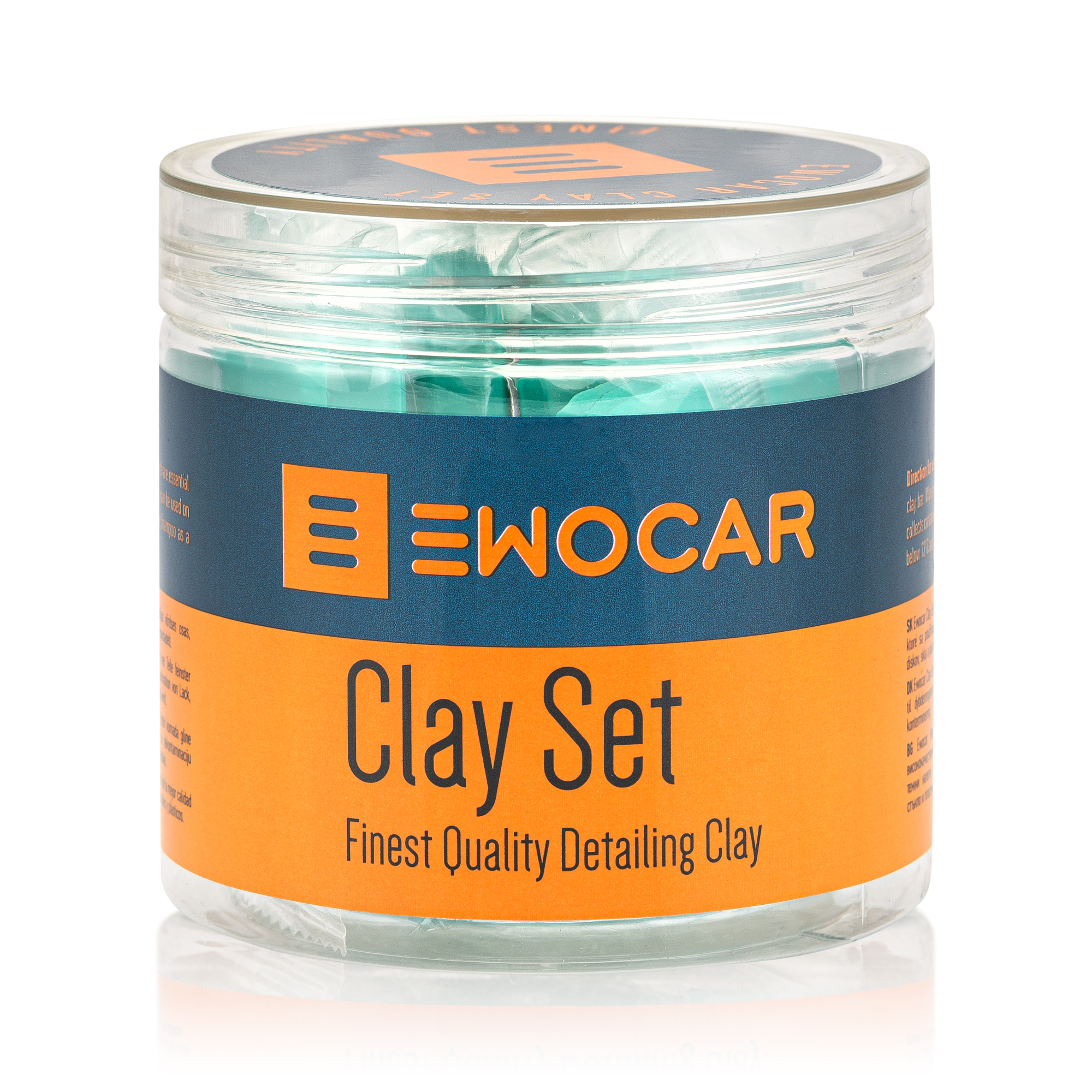 Ewocar Clay Set 4x50g set glina uključuje četiri komada gline vrhunske kvalitete koje se koriste za dekontaminaciju lakiranih površina, naplataka, stakla i plastike.