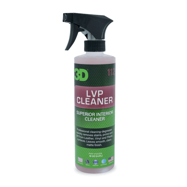 3D LVP Cleaner 16 oz / 473ml čistač za interijer je snažan, siguran i što je najvažnije – učinkovit. Sastojci organske baze jednostavno čiste bez rizika ili straha od mrljanja ili oštećenja bilo koje površine interijera automobila.