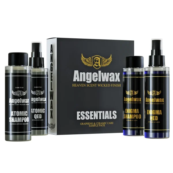 Angelwax Essentials Graphene and Ceramic Samples Pack set je izvanredna kolekcija proizvoda koja spaja revolucionarna svojstva grafenskih i keramičkih tehnologija. Unaprijedite svoje iskustvo s ikoničnim formulacijama ATOMIC i ENIGMA, pomno izrađenim kako bi pružile neusporedivu zaštitu i finiš svjetske klase.