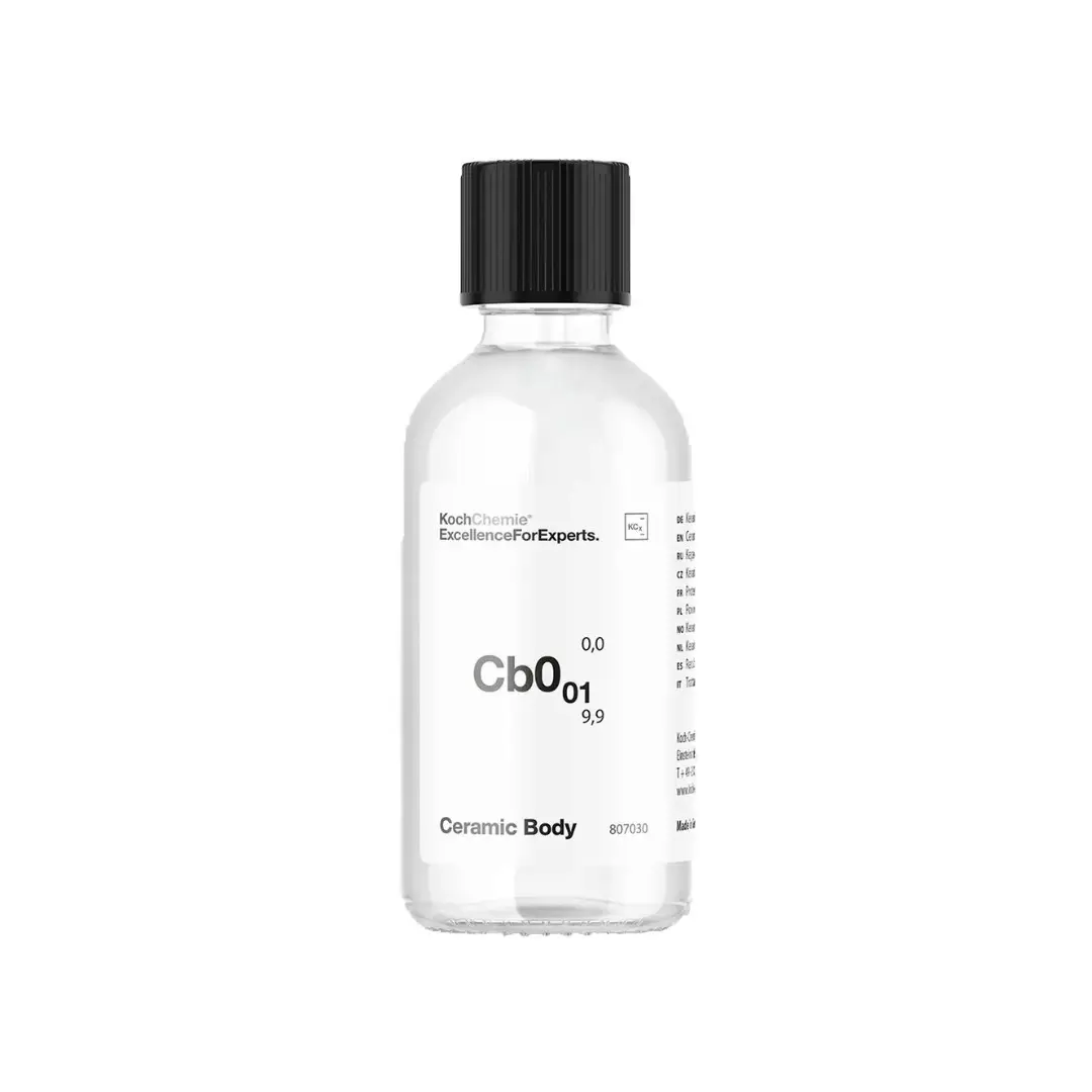 Koch Chemie Ceramic Body Cb0.01 30ml keramički premaz štiti lak od utjecaja iz okoliša kao što su oksidacija, sol, kiseline i insekti. Cb0.01 tako daje važan doprinos održavanju ili povećanju vrijednosti vozila.