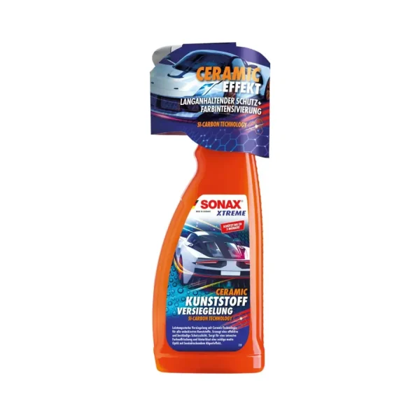 Sonax Ceramic Plastic Sealer 750ml sealant za plastike eksterijera je sprej za zaštitu plastičnih branika automobila, poklopaca retrovizora, obloga i stupova vrata.