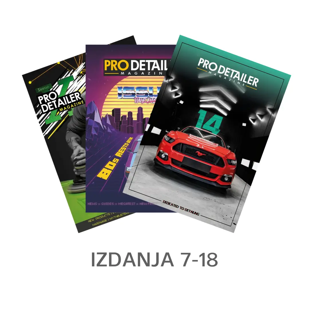 ProDetailer Magazine Ultimate Collection set detailing časopisa je kolekcija od 12 izdanja stručnog detailing časopisa koji se bavi širokim rasponom tema iz detailing svijeta. Od usporedbe proizvoda i alata, do predstavljanja vrhunskih detailera i raznih sajmova. Štivo koje svaki detailer mora pročitati!