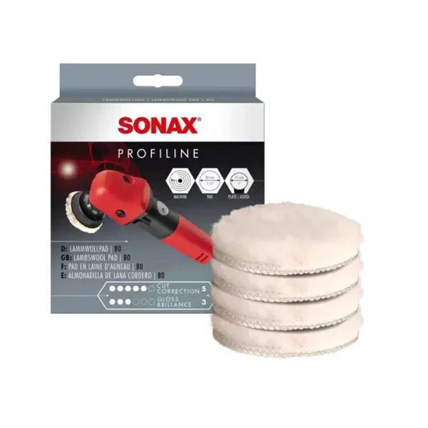 Sonax Lambswool Pad 80mm vuna za poliranje je gusta, visokokvalitetna, prava janjeća vuna za poliranje. Za najveću abrazivnost s vrlo dugim vijekom trajanja.