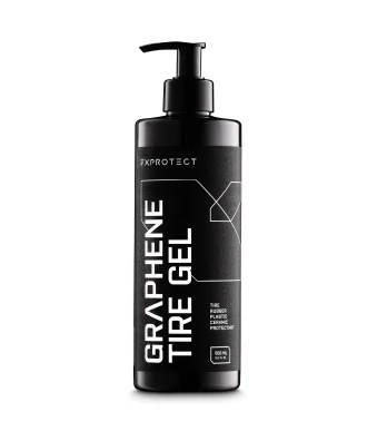 FX Protect Graphene Tire Gel 500ml premaz za gume je svestran i jednostavan premaz za gume, gumirane površine, vinil i plastike.  Poseban je i unikatan po tome što sadrži nanospojeve grafena i silicija koji zaštićenu površinu čine antistatičnom i hidrofobnom.